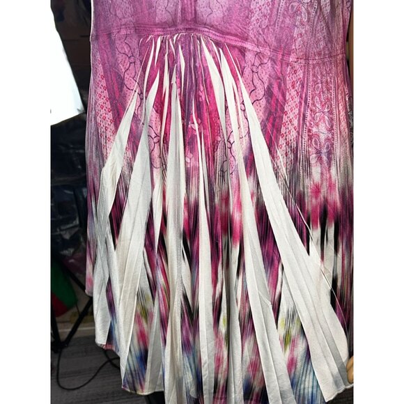 One World Womens Micro Jersey Printed Flutter Sleeve Embellished Keyhole Top - Picture 10 of 12